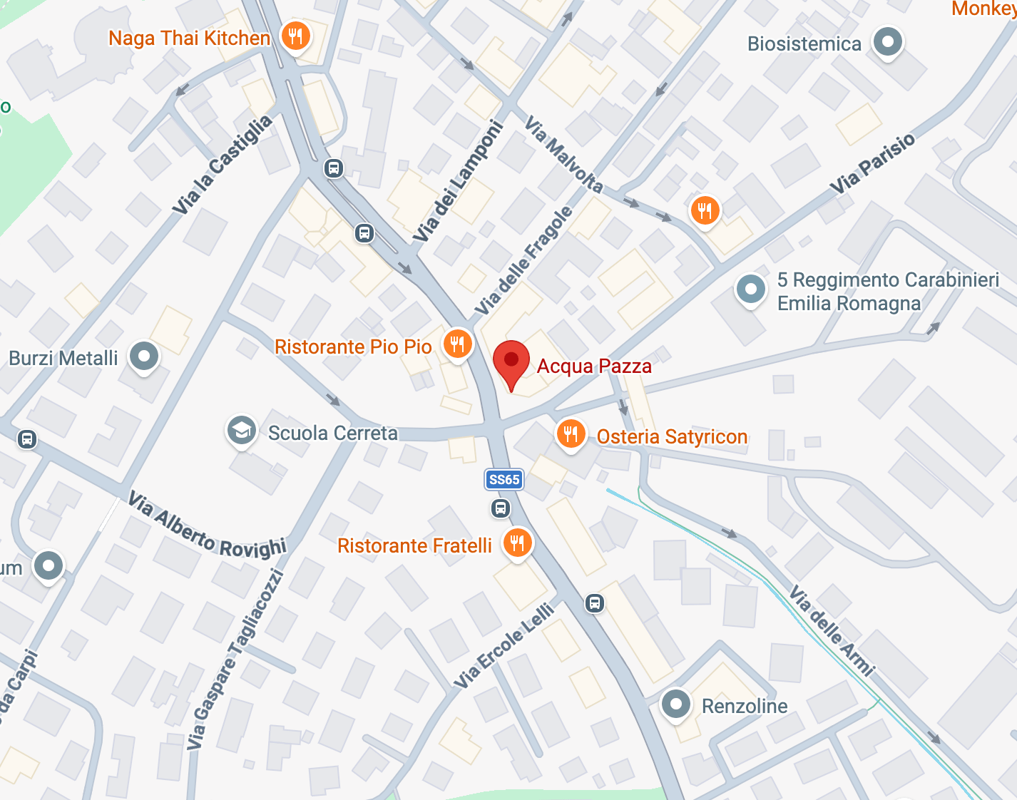 Mappa posizione Ristorante Acqua Pazza Bologna, Via Augusto Murri 168/c